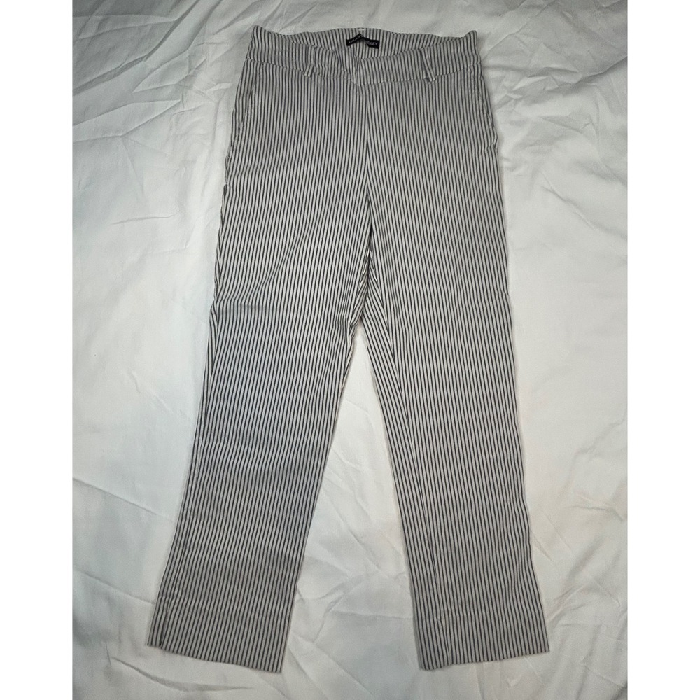 Hilary Radley Cropped‎ Pants Black/White Striped Career Casual Womes Size XS